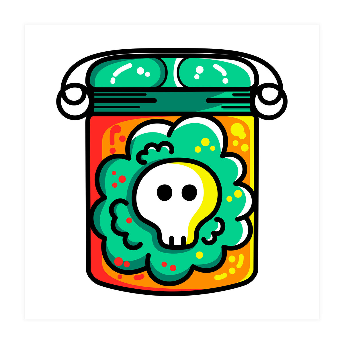Kawaii Cute Skull In A Jar (Print Only)