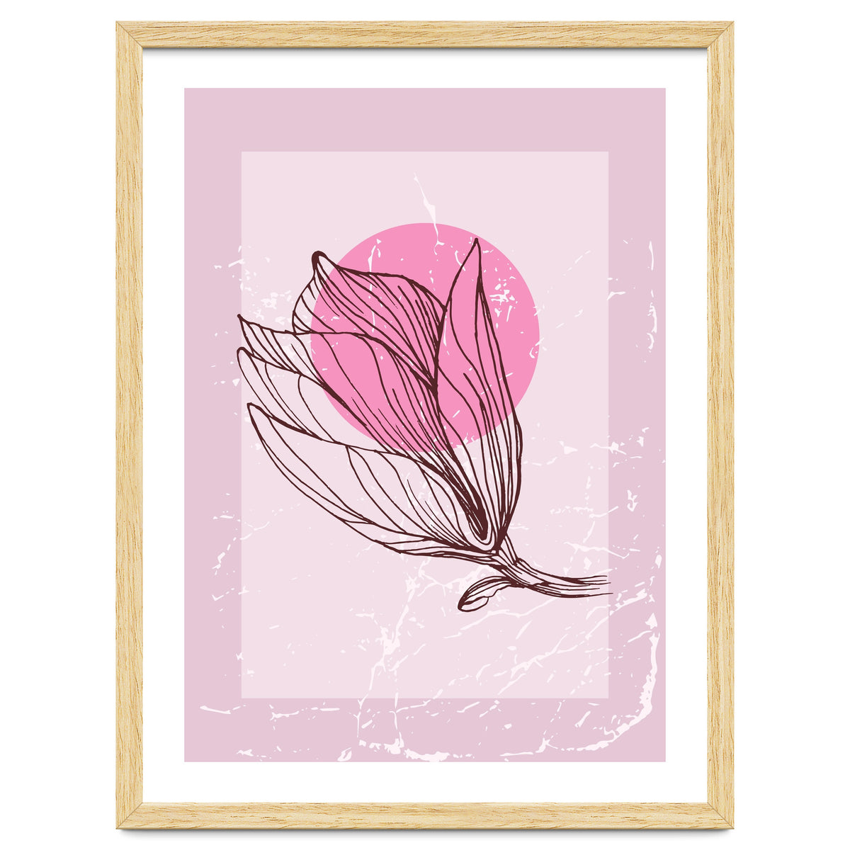 Magnolia  Minimalist Scandinavian, Abstract Geometric Art, Botanical Art