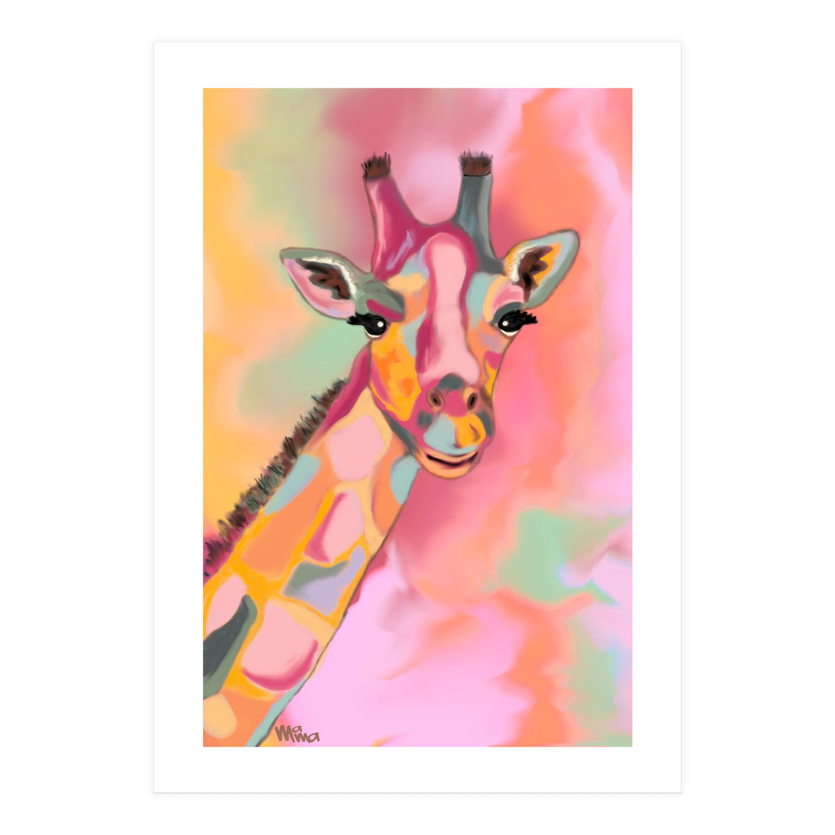 Giraffe Reaching the Rainbow (Print Only)