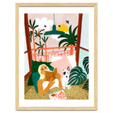 Pet Pals, Animals Lovers Illustration, Travel With Pets Modern Bohemian Painting thumbnail