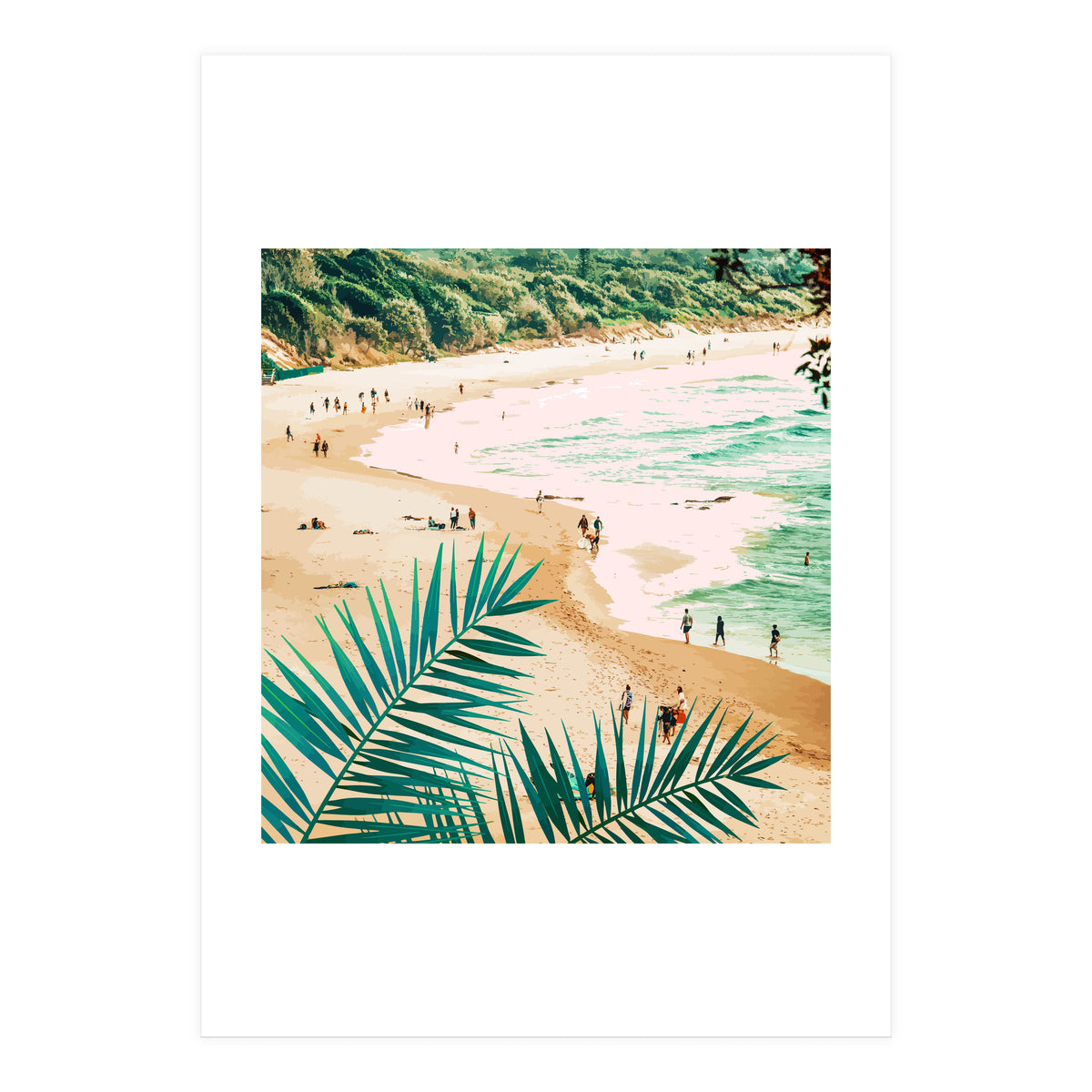Beach Weekend | Pastel Ocean Sea Tropical Travel | Scenic Sand Palm People Boho Vacation (Print Only)