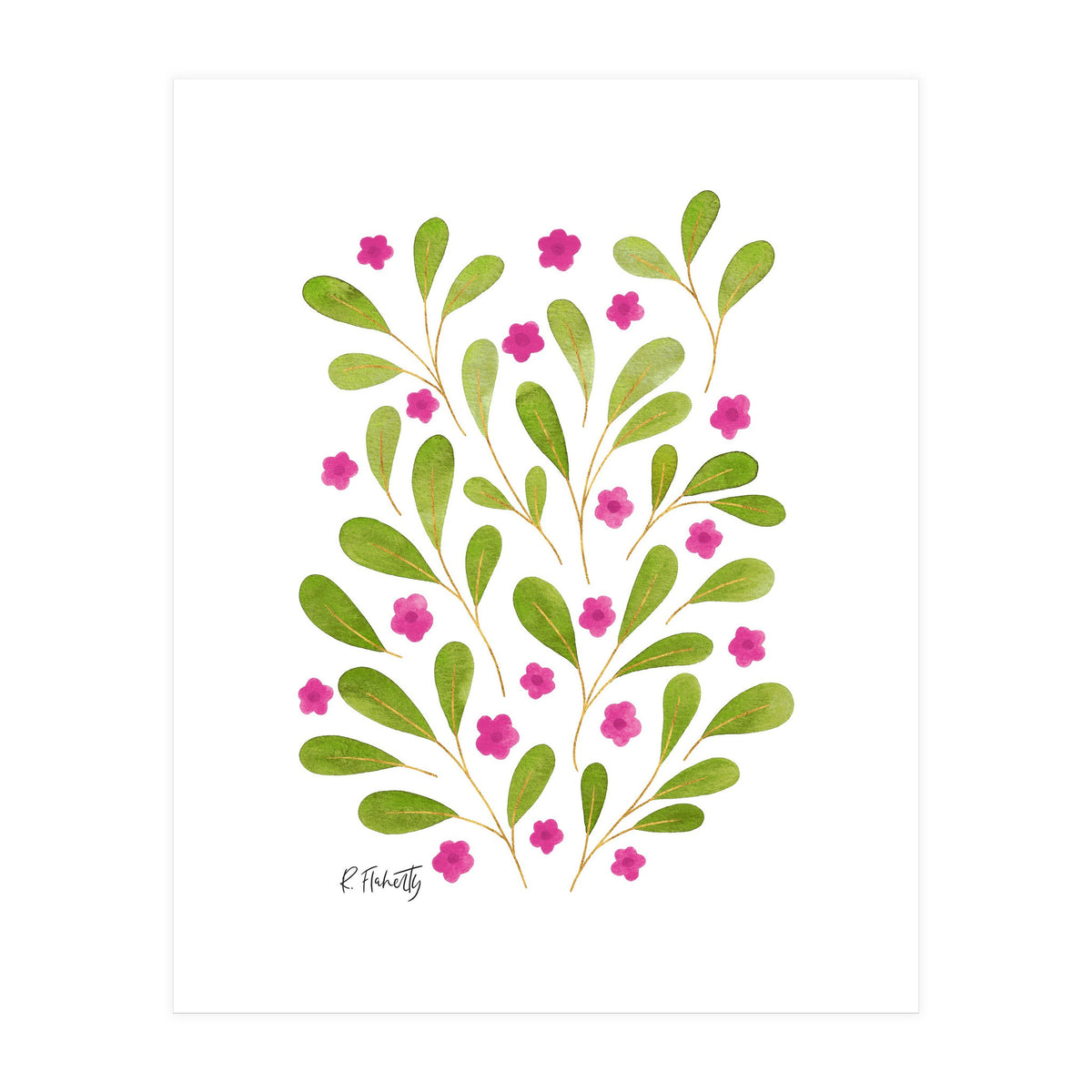 Springtime Floral | Pink and Green (Print Only)