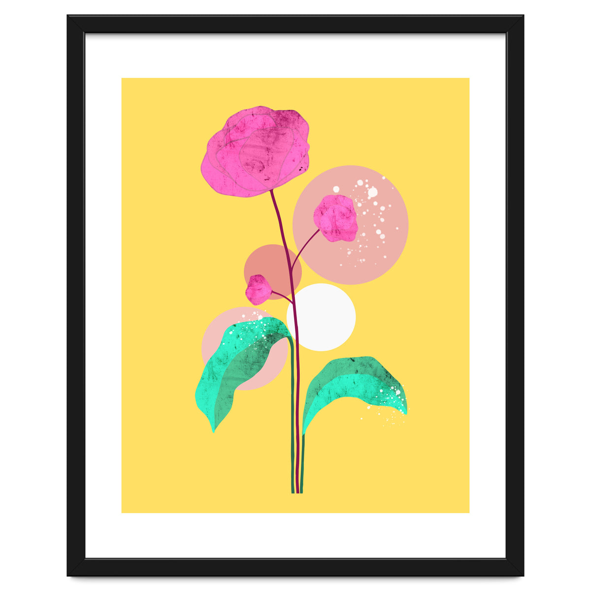 The Rare Bloom, Abstract Nature Floral Graphic, Eclectic Bohemian Modern, Pop of Color Illustration