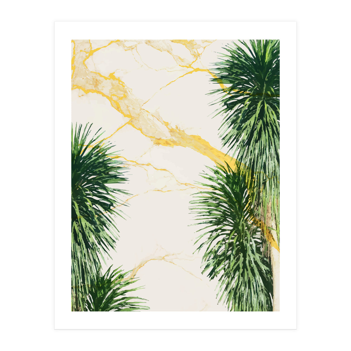 Gold marble texture with palm tree (Print Only)