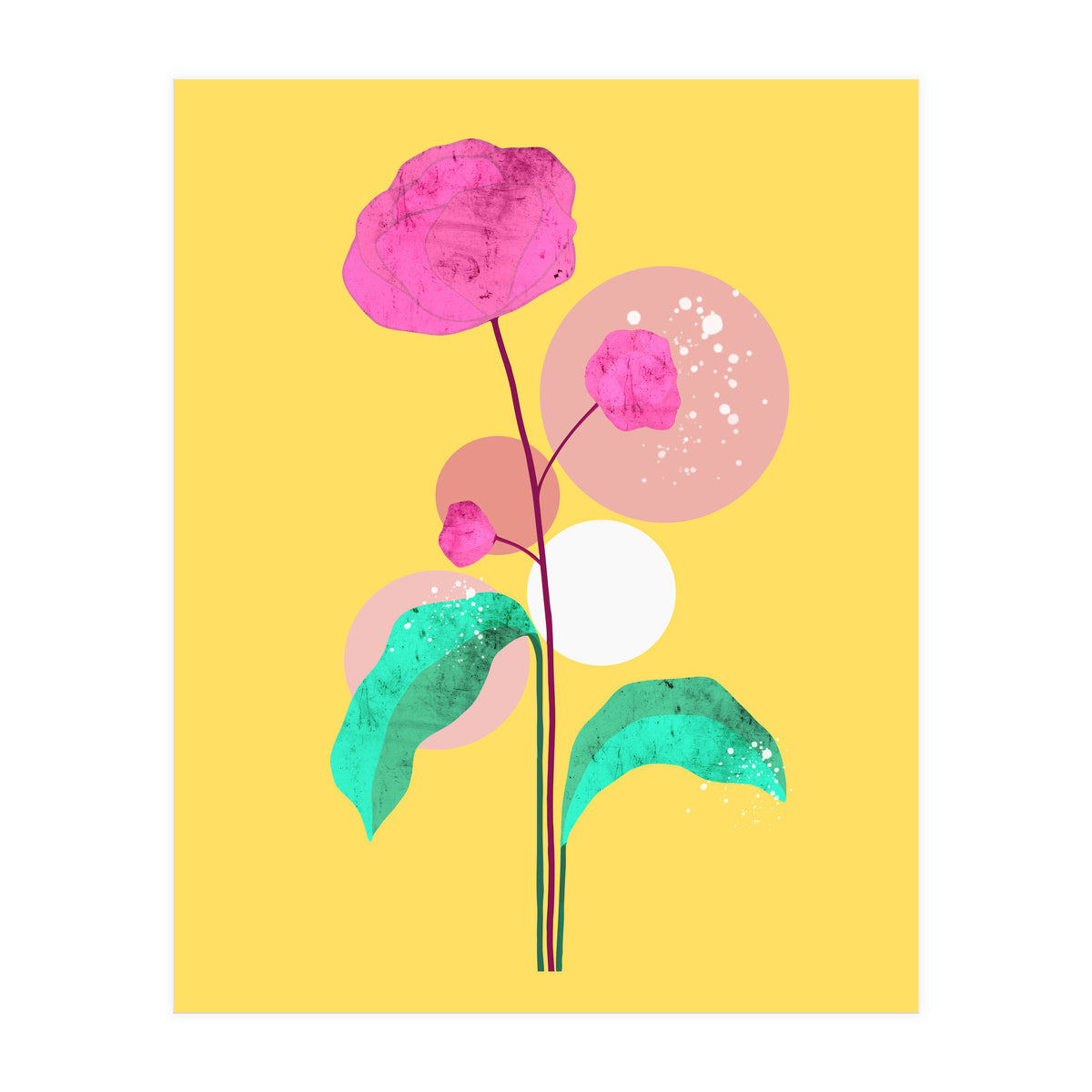 The Rare Bloom, Abstract Nature Floral Graphic, Eclectic Bohemian Modern, Pop of Color Illustration (Print Only)