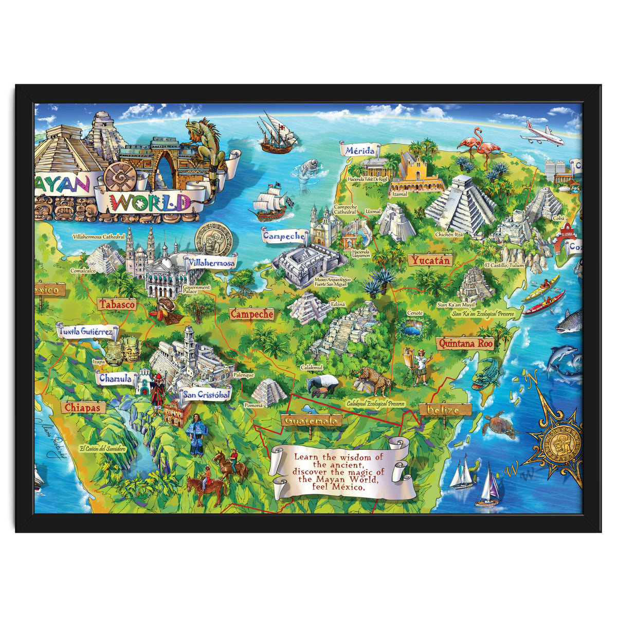 Yucatan Map Illustration