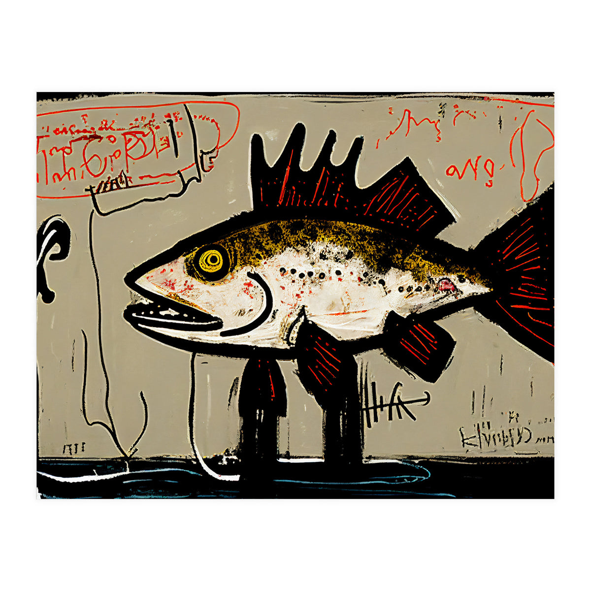 Brown Trout in Abstract Style Painting (Print Only)