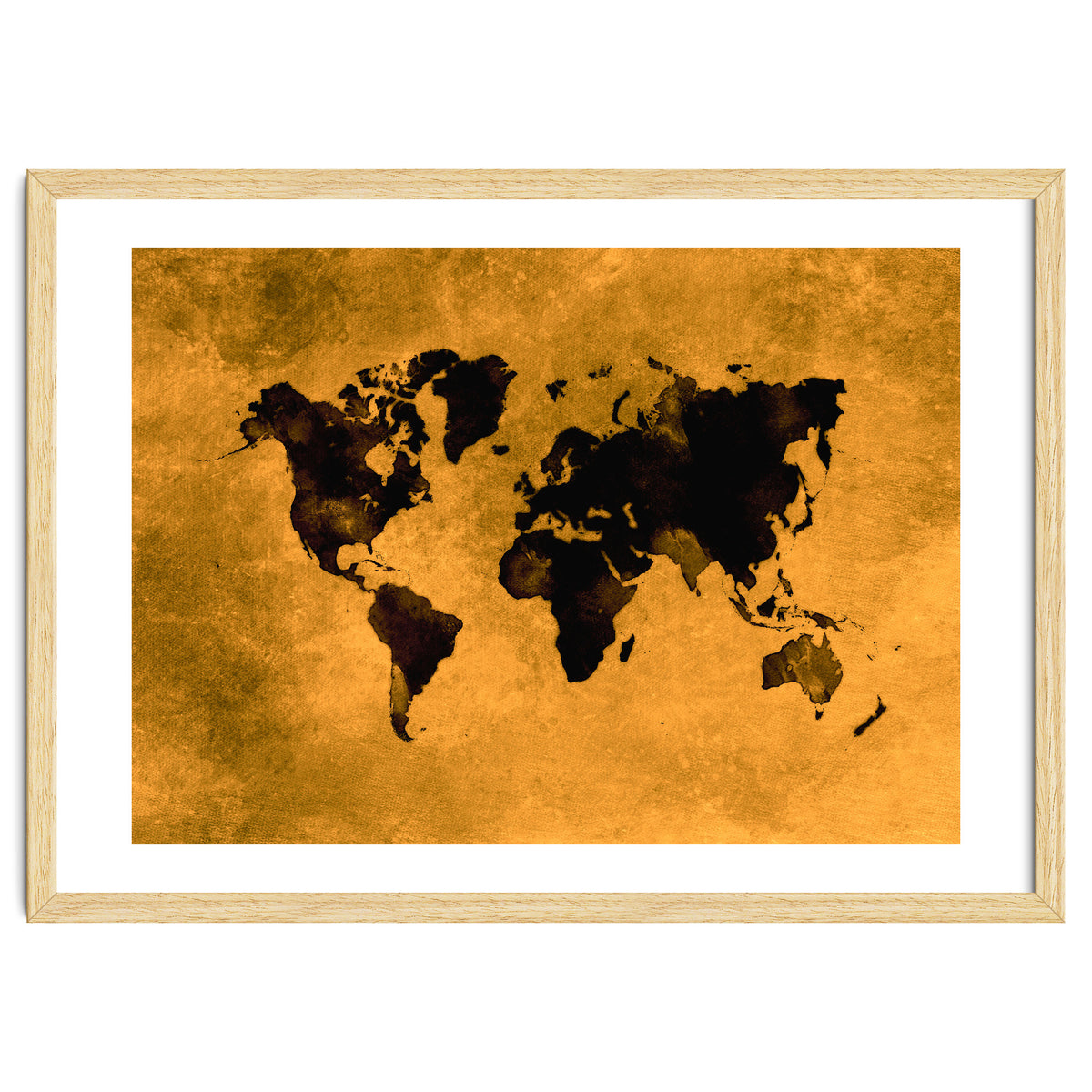 World Map black and yellow digital art