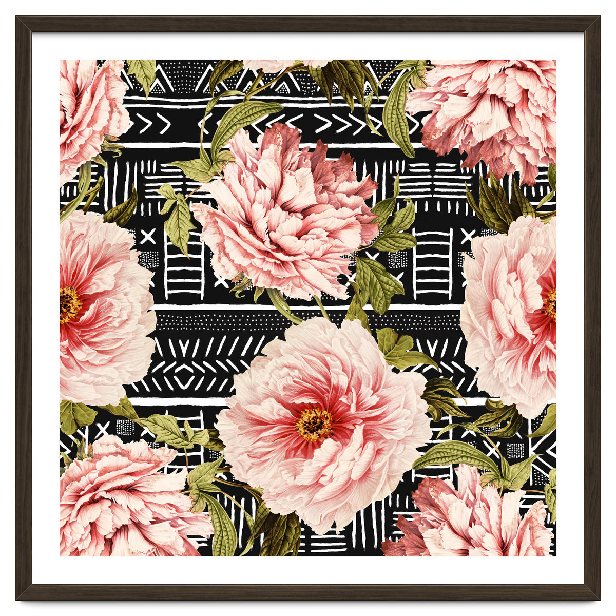 Flowering pink on drawn lines