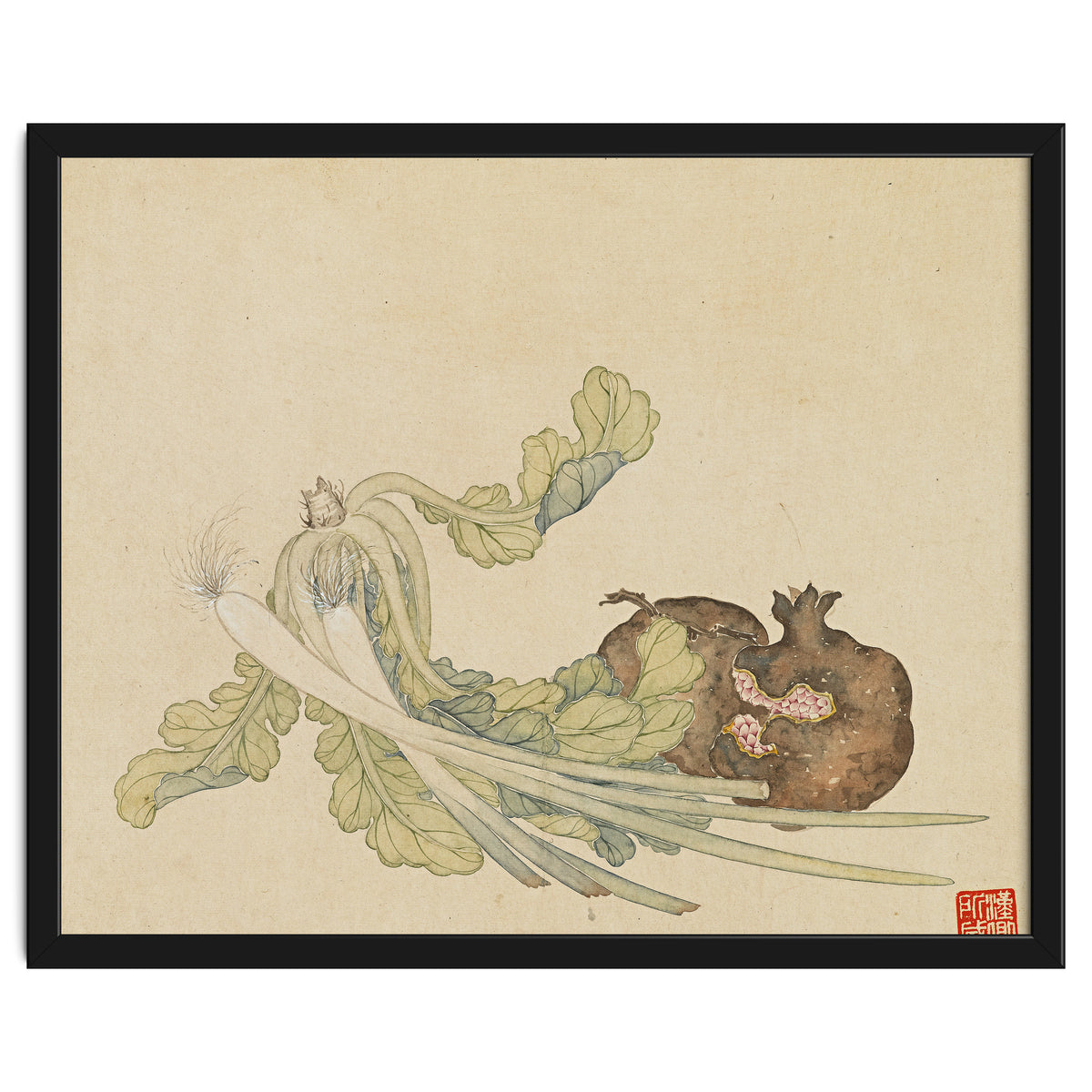 Wang Chengyu ~flowers, Vegetables, Pomegranates, Onions, Chinese Cabbage, Vegetables