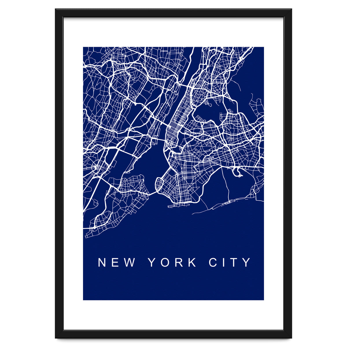 New York City Streets Blue Map