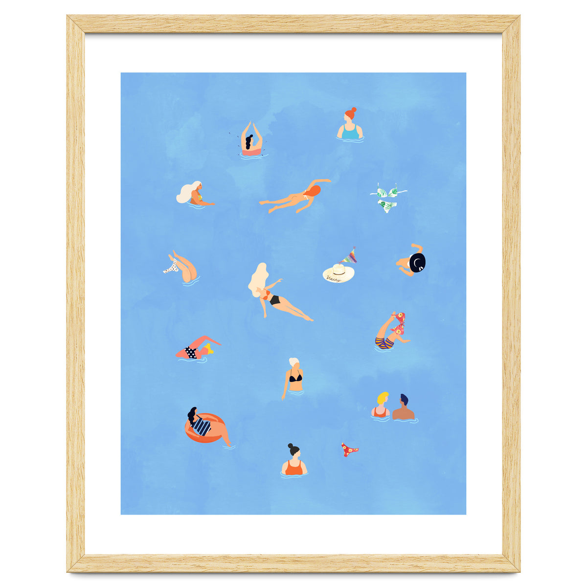 Summer Weekend in The Ocean Watercolor Swim Painting | Travel People Chic Eclectic Boho Fun