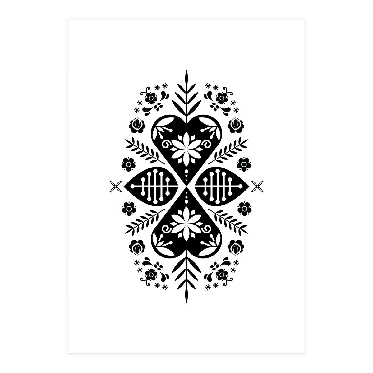 Scandinavian Folk Pattern Monochrome (Print Only)