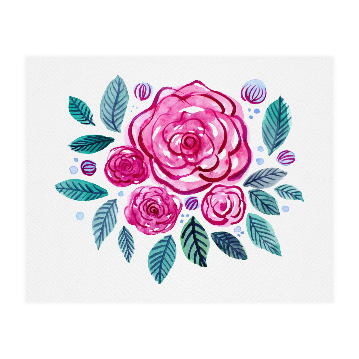 Watercolor rose bouquet (Print Only)