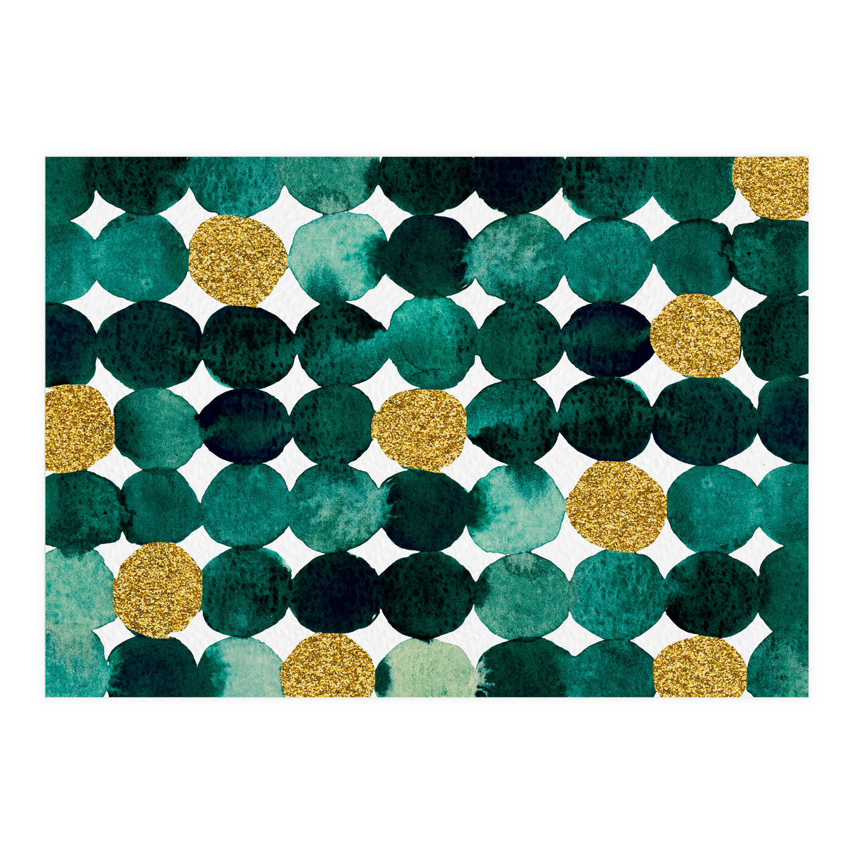 Dots pattern - emerald green and gold (Print Only)