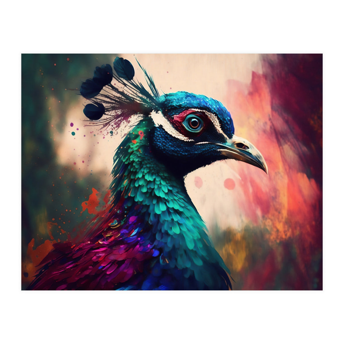 Peacock Bright Modern Painting (Print Only)