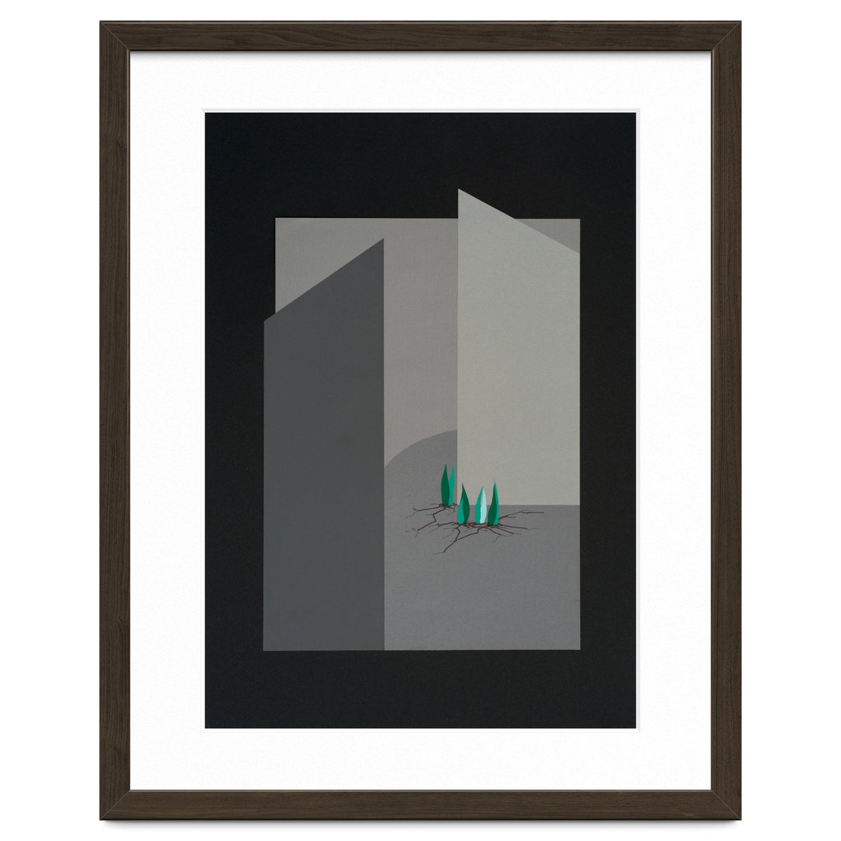 Small sprouts in concrete landscape.