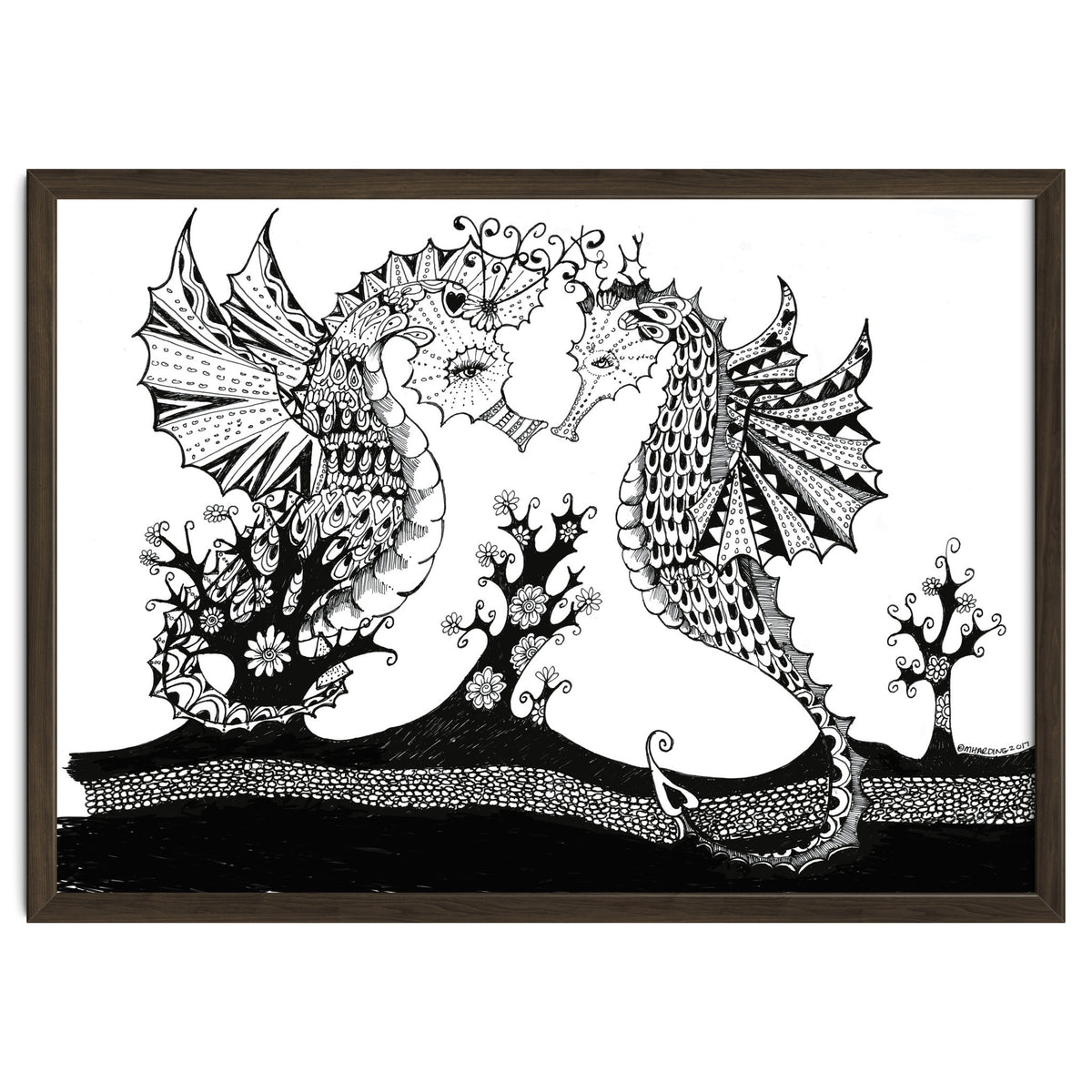 Seahorse Dragons Love Illustration