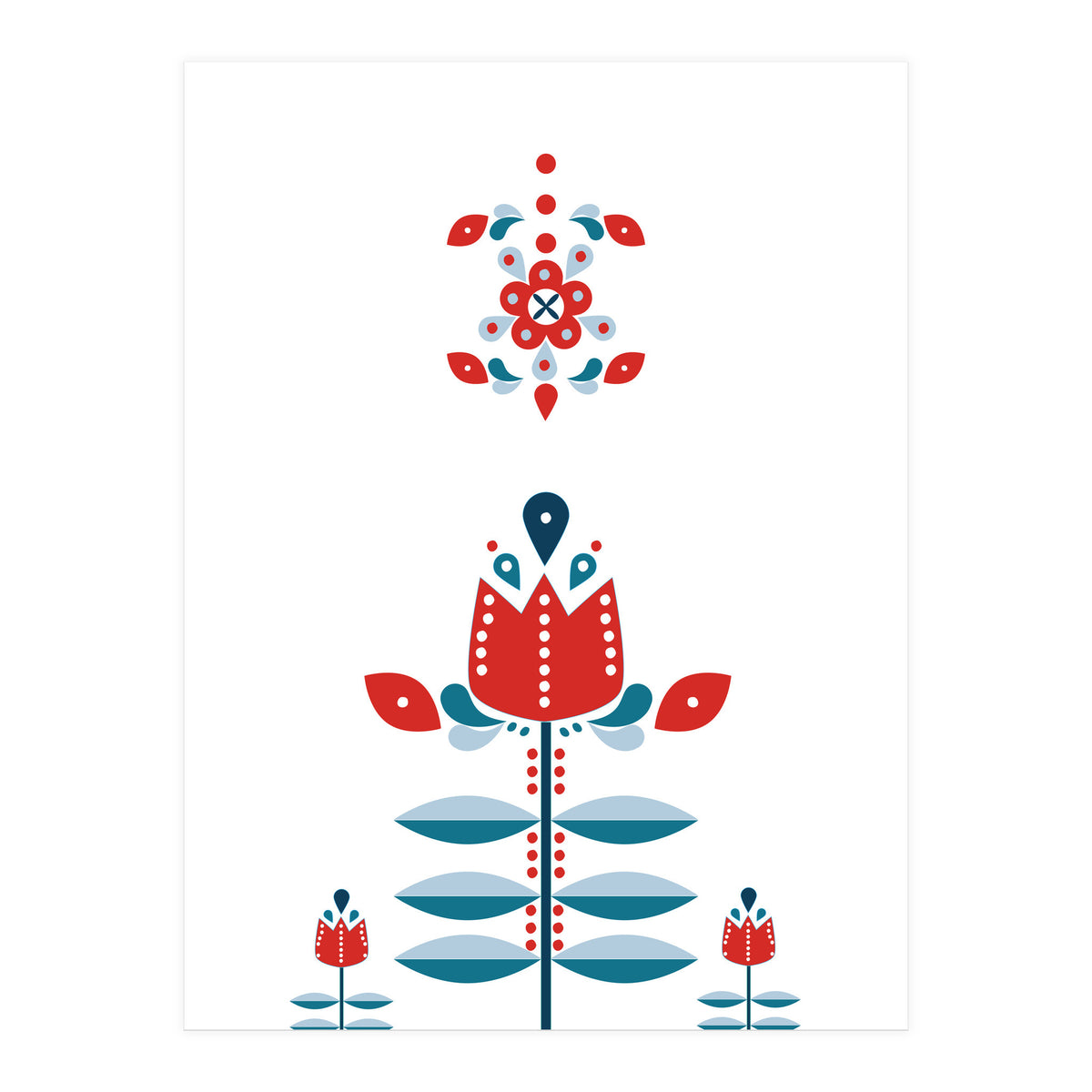 Scandinavian Folk Flowers (Print Only)