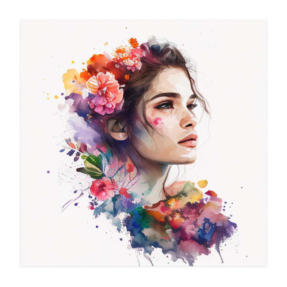 Watercolor Tropical Woman #19 (Print Only)