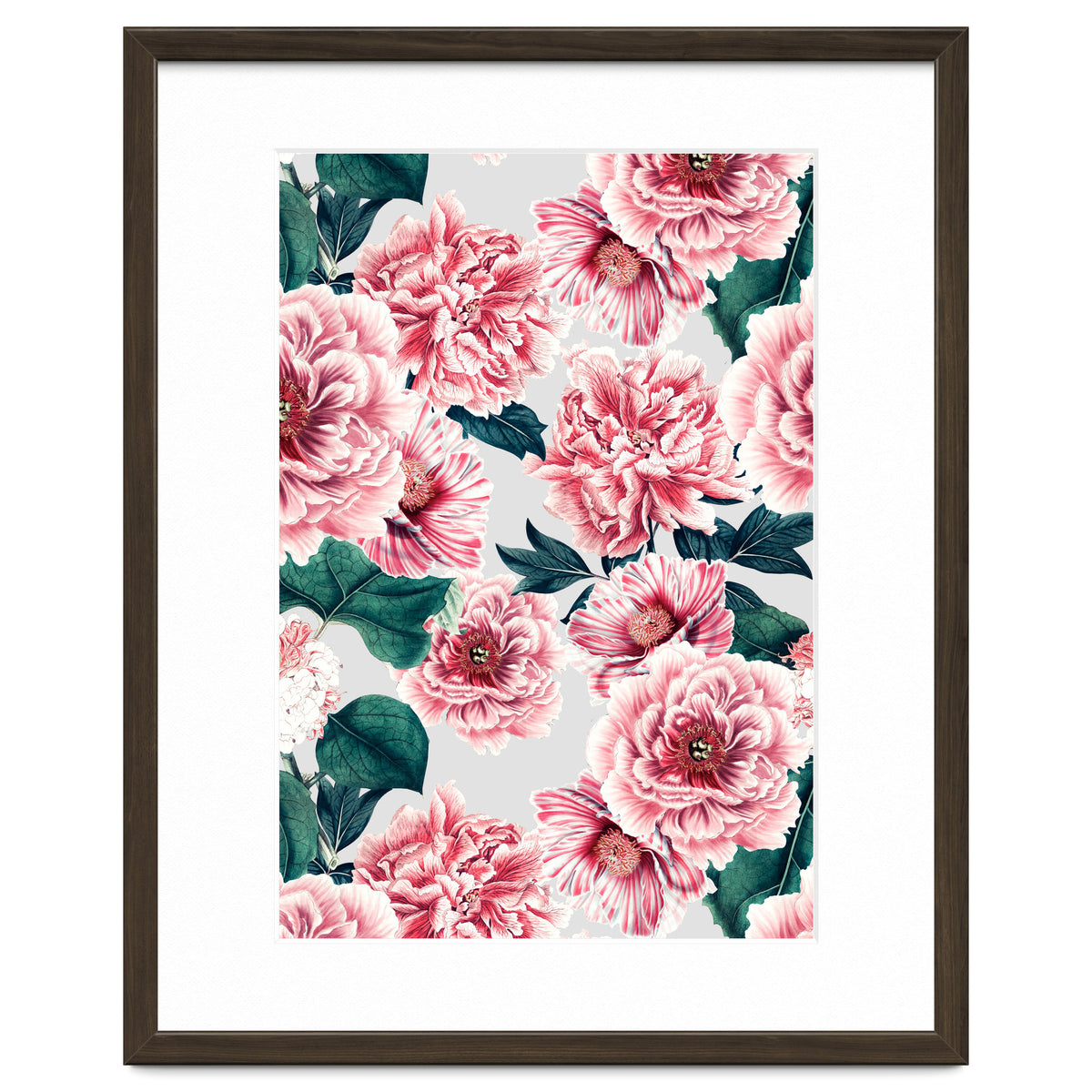 Pattern pink vintage peonies