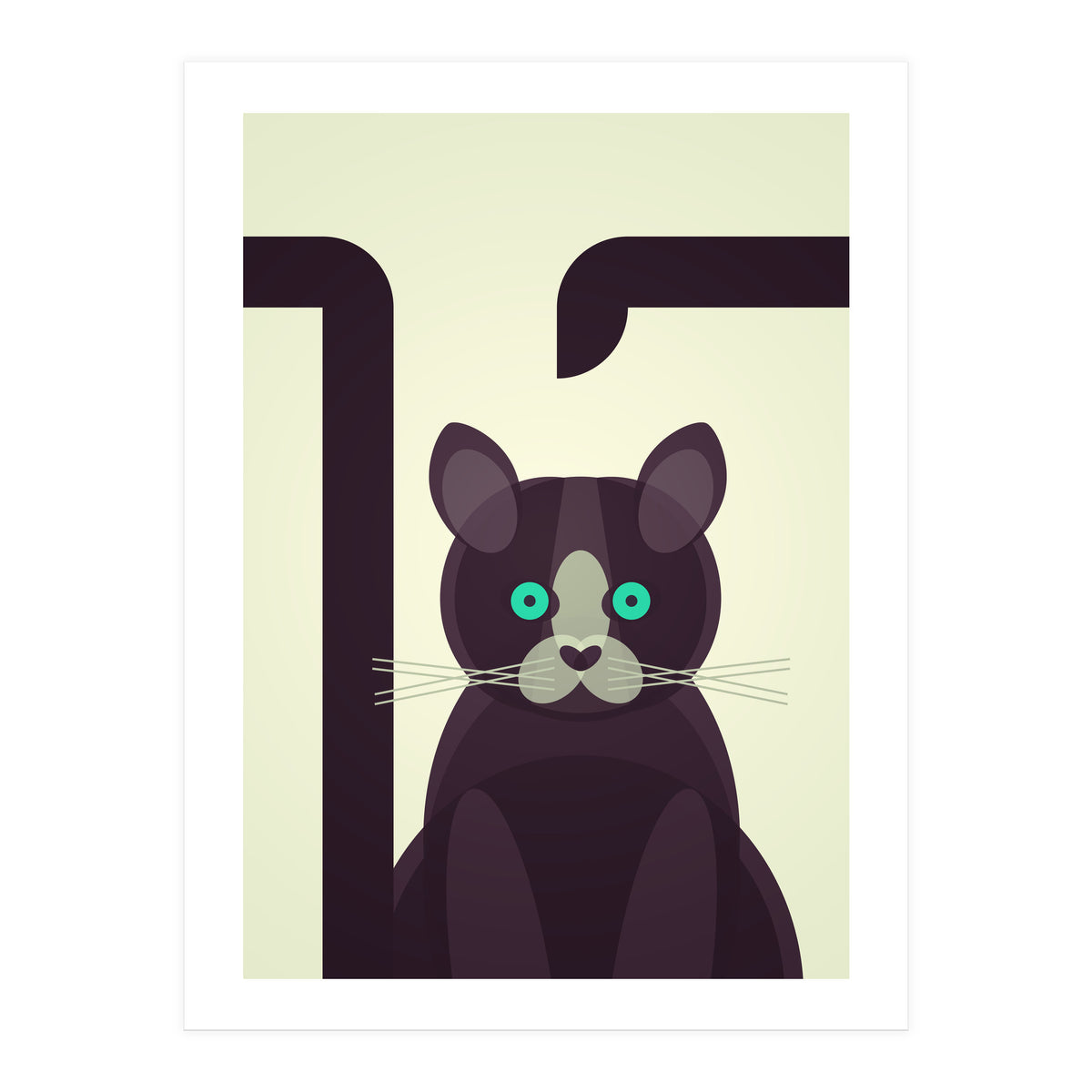 Mid Century Geometric Black Cat (Print Only)