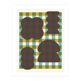 Funky Organic Shapes on a Plaid Background (Print Only) thumbnail