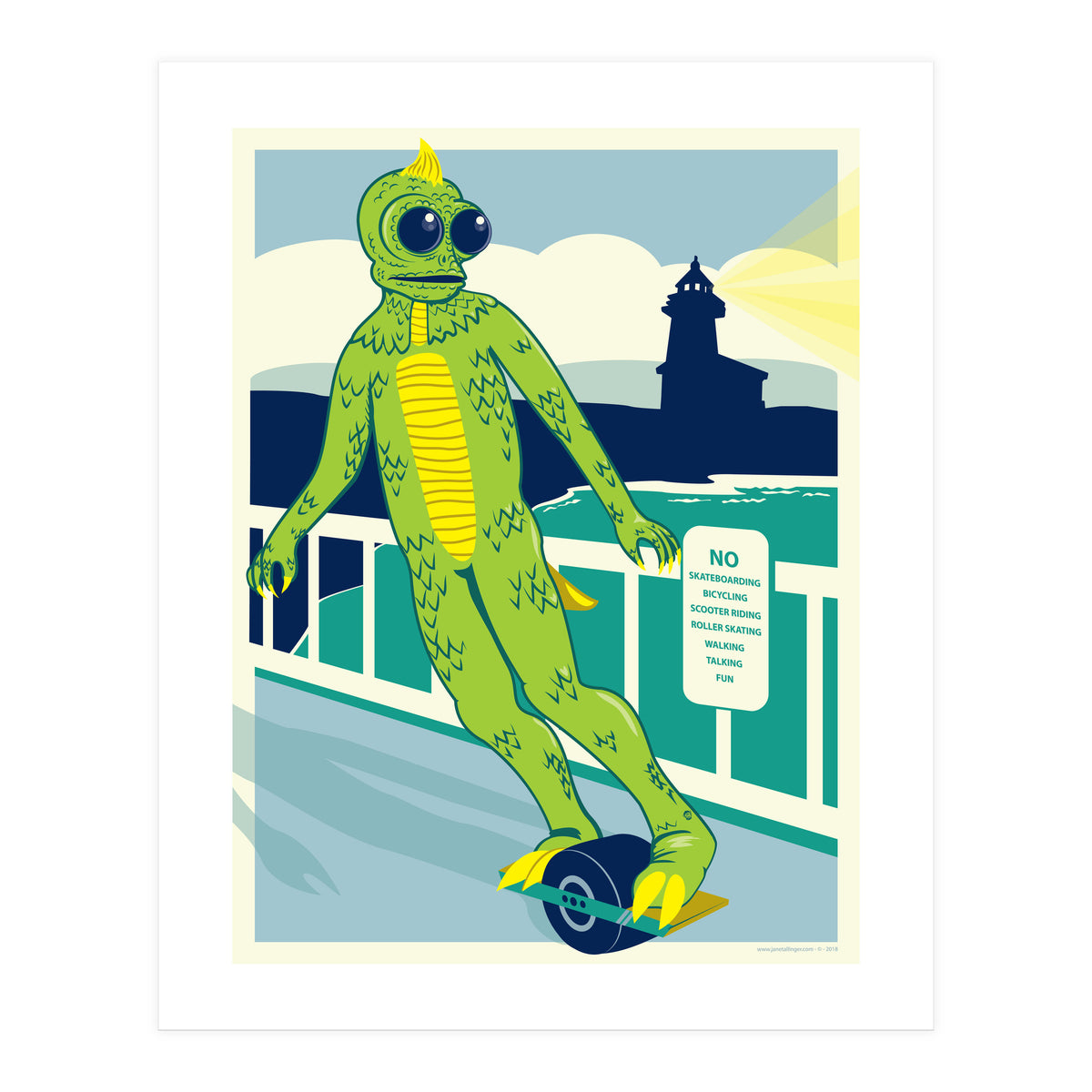 Sleezstak riding One Wheel (Print Only)