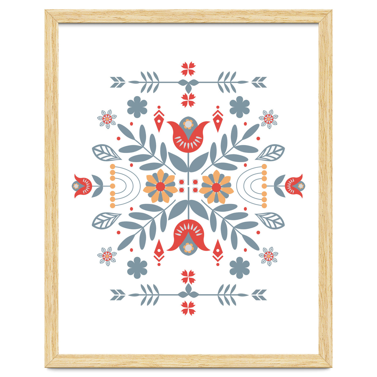 Scandinavian Folk Retro Flower Pattern