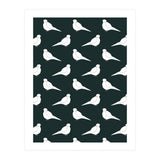 White Bird Pattern On Black (Print Only) thumbnail