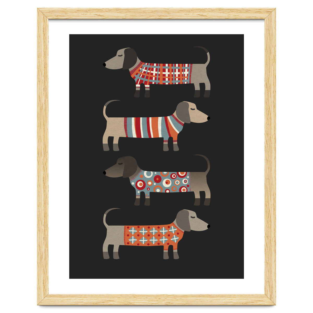 Sausage Dogs In Sweaters Dark