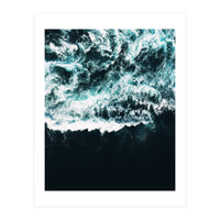 Oceanholic, Sea Waves Dark Photography, Nature Ocean Landscape Travel Eclectic Graphic Design (Print Only)