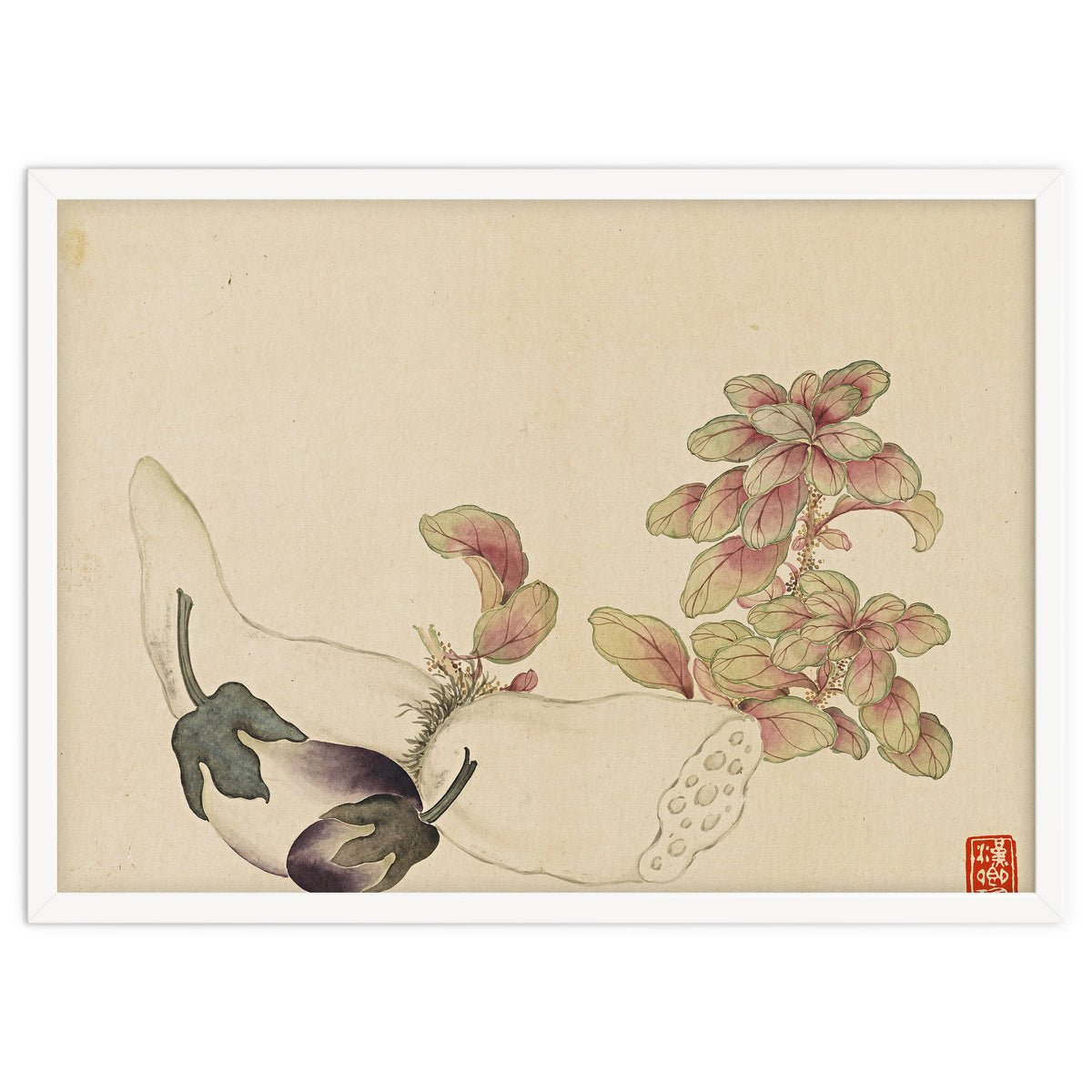Wang Chengyu ~flowers, Vegetables, Fruits, Eggplant, Lotus Root