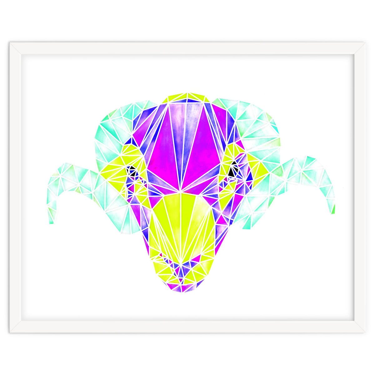 Colourful Geometric Swaledale Sheep Tup with White Lines