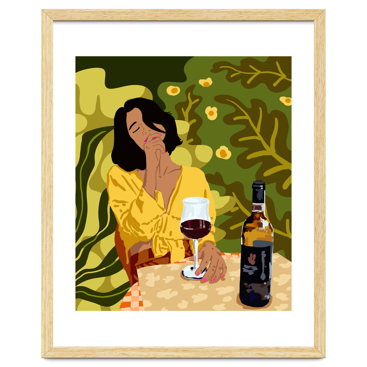 Wine is the answer.What was the question? Drinks Vacation Travel Modern Bohemian Black Woman Fashion