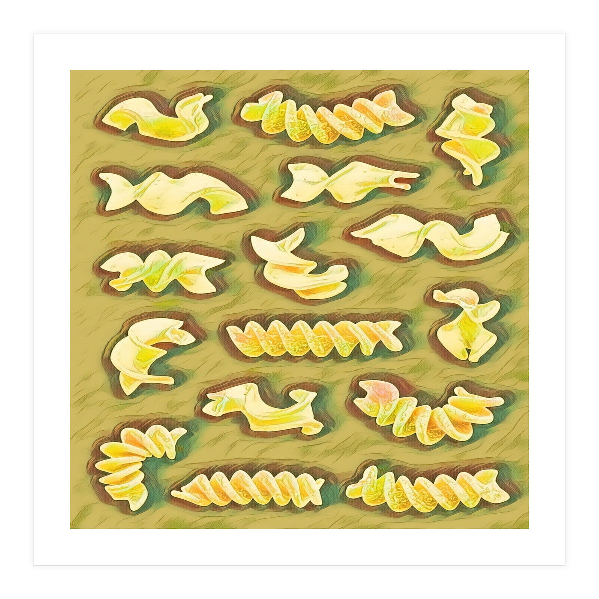 Pasta shapes fusilli and rotini (Print Only)