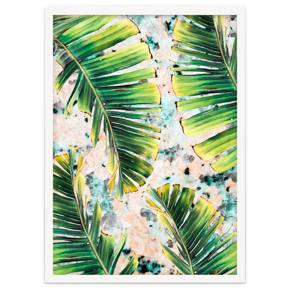 Palm leaf on marble 02