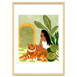 Just You & Me | Tiger Urban Jungle Friendship | Wild Cat Bohemian Black Woman with Pet thumbnail