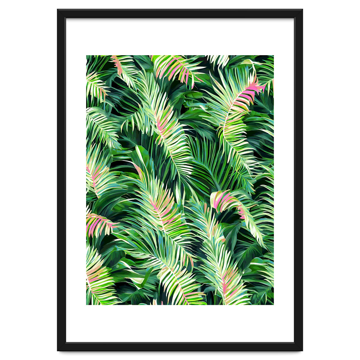 Palm & Peace Art Print, Tropical Botanical Jungle Canvas Print, Nature Painting Plants Forest Poster