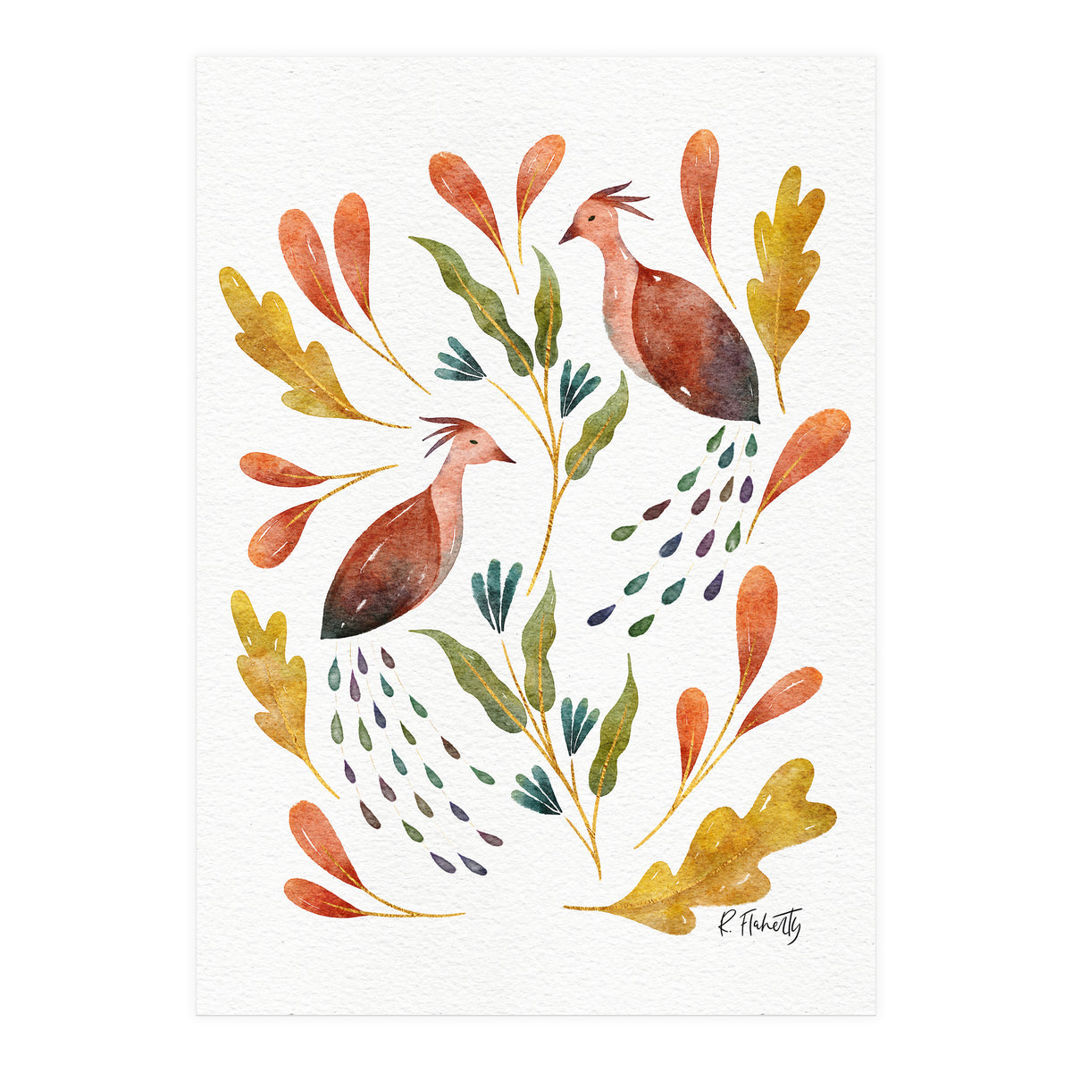 Folk Art Peacocks (Print Only)