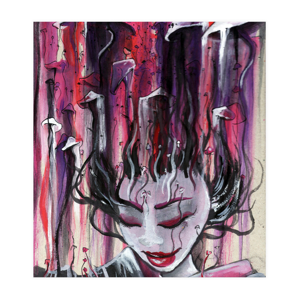 Geisha in Mushrooms: The Surrealistic Concubine (Print Only)