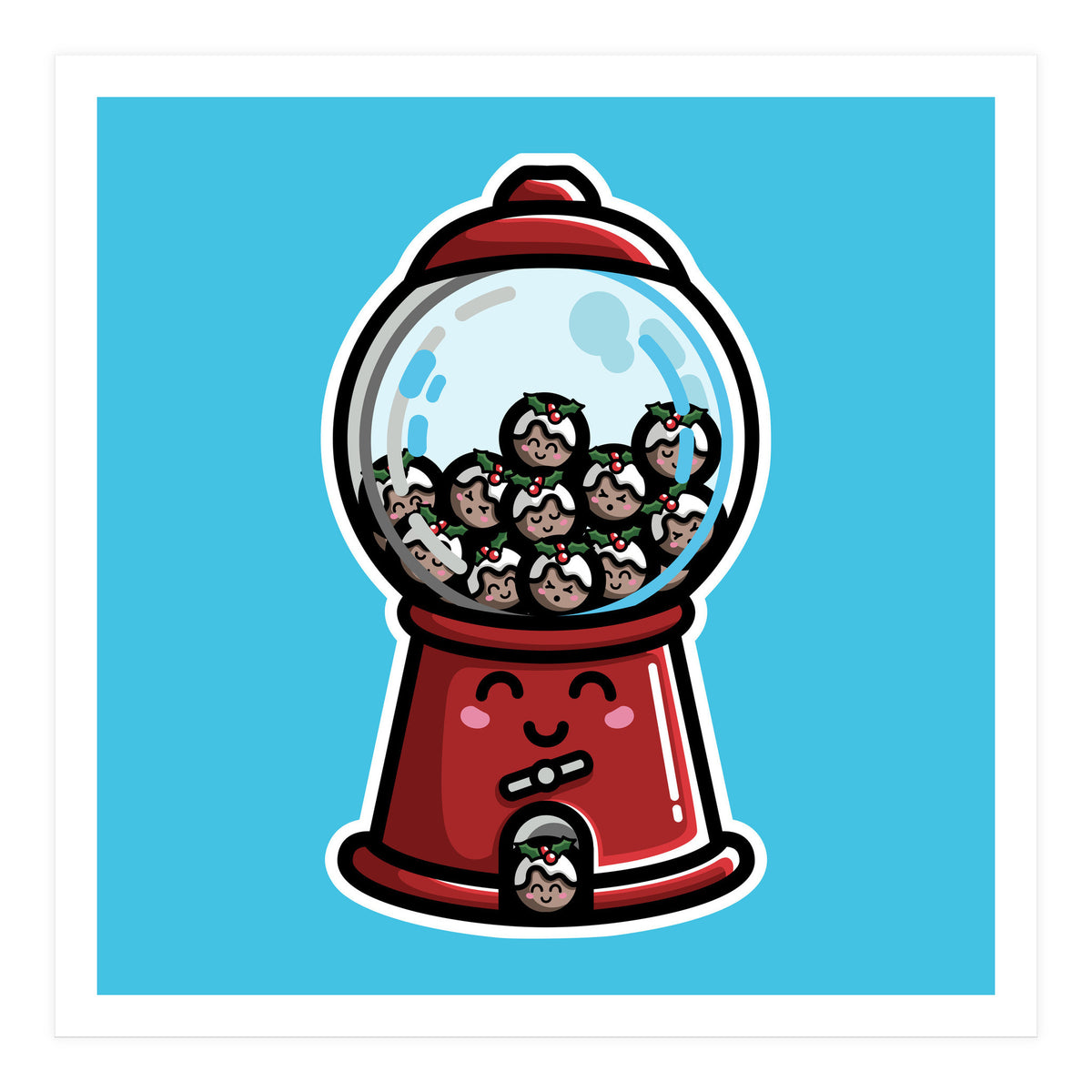Kawaii Cute Christmas Pudding Gumball Machine (Print Only)