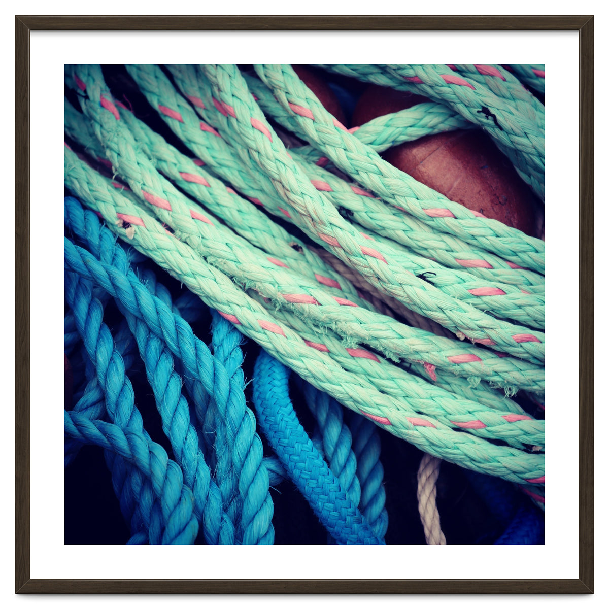fishing ropes: blue and green