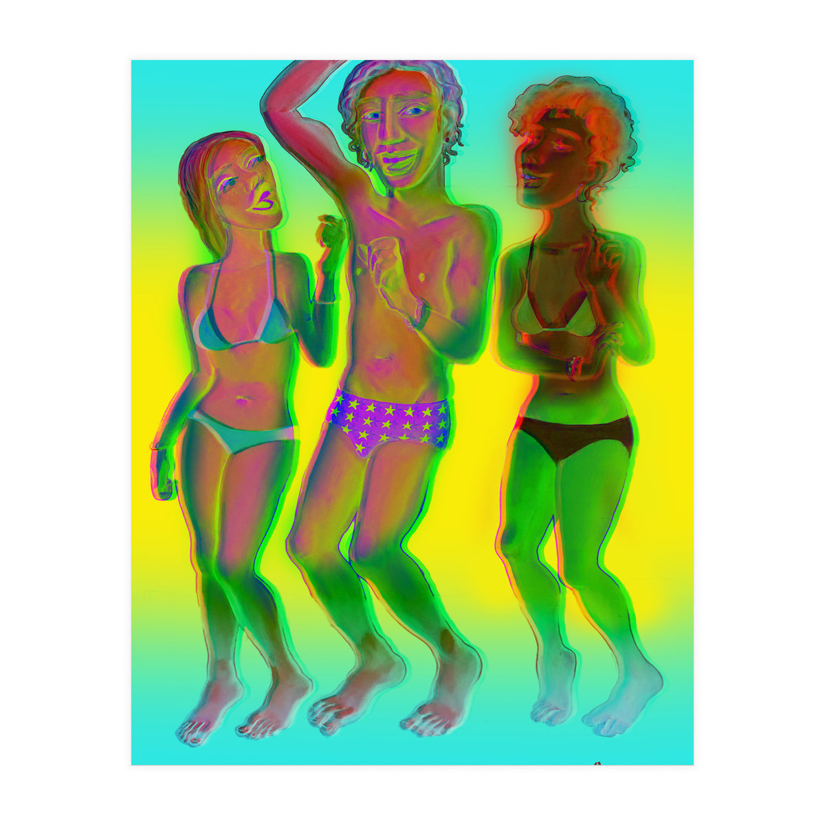 Bailando En La Playa 10 3d 3 (Print Only)