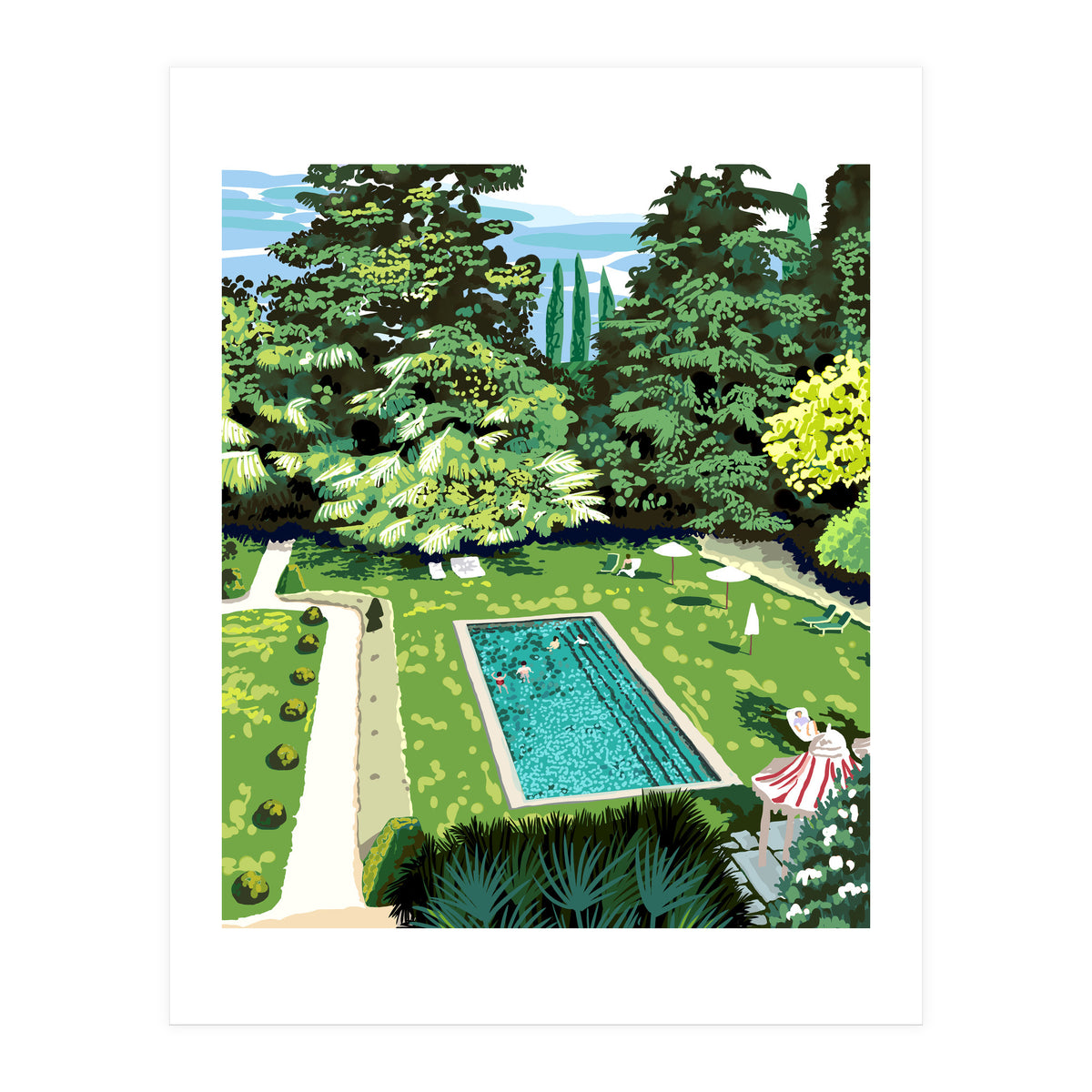 Life's Better Poolside | Vacation Travel Holiday Resort Swim | Architecture Summer Landscape (Print Only)