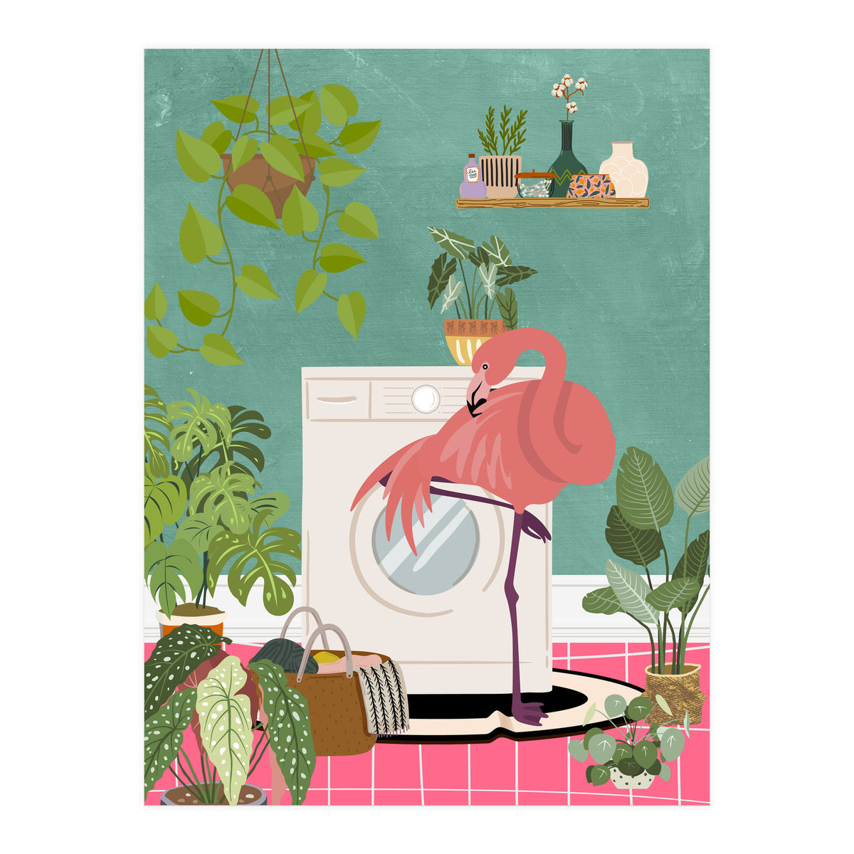 Flamingo in My Laundry Room (Print Only)