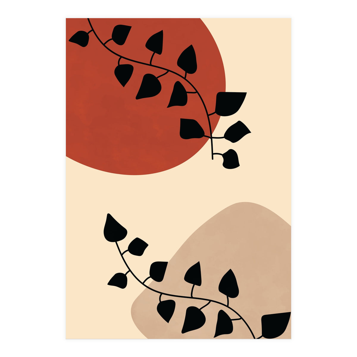 Abstract Boho Botanical Pothos Leaf (Print Only)