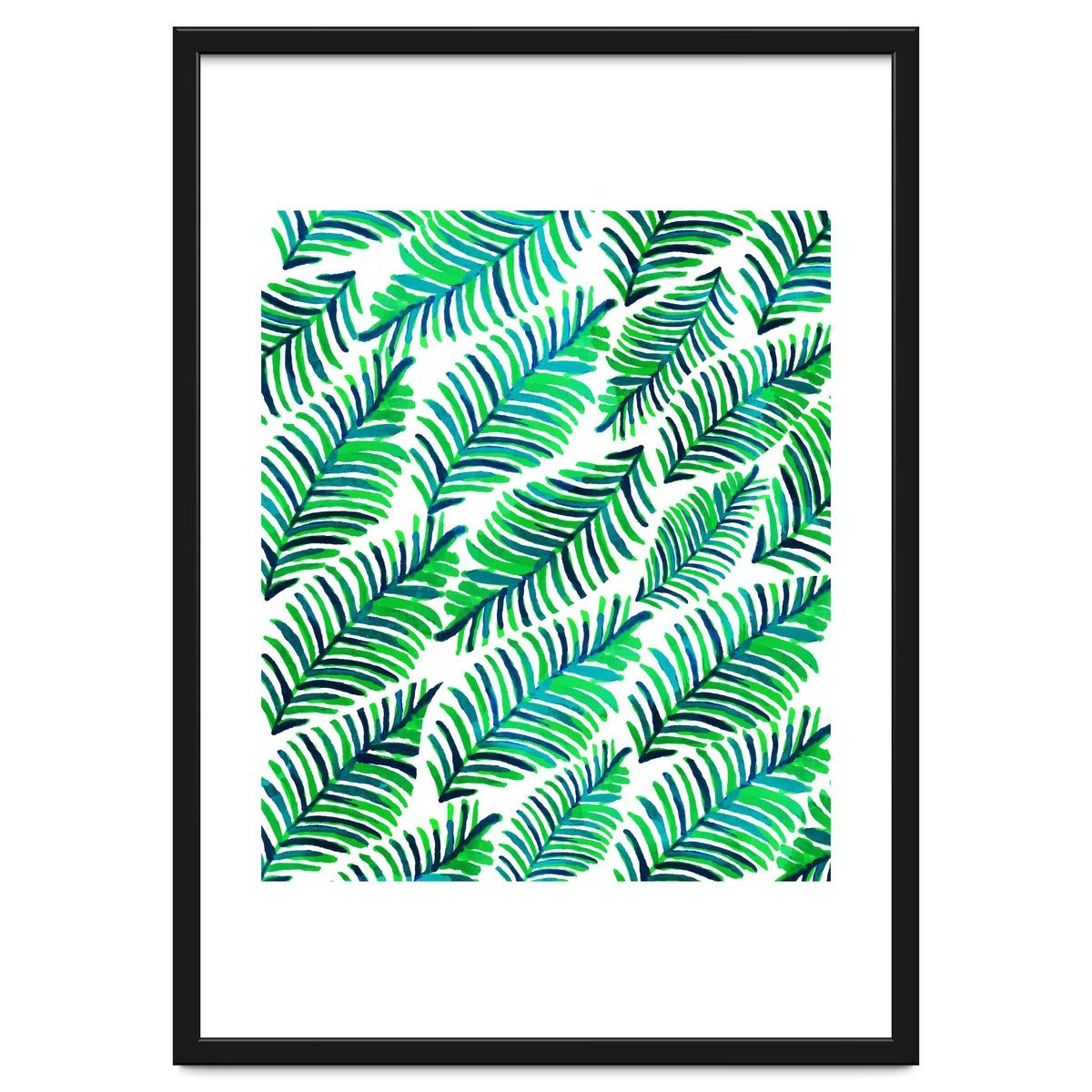 Palm Solace | Tropical Botanical Plants Nature Hand-Painted Watercolor Painting Bohemian Lush Green