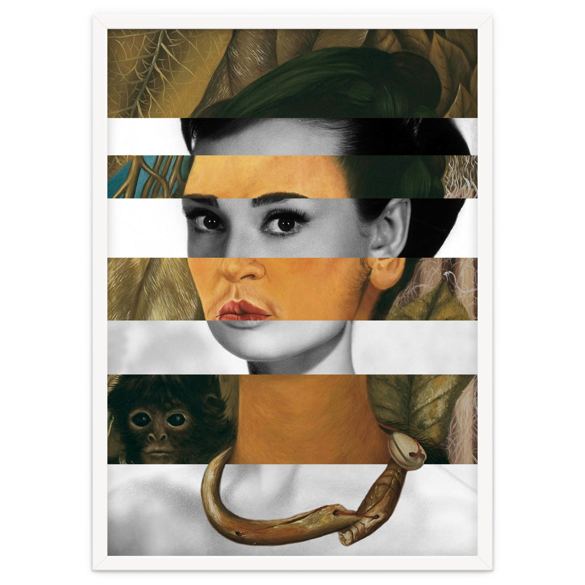 Frida Kahlo's Self Portrait with Monkey & Audrey Hepburn