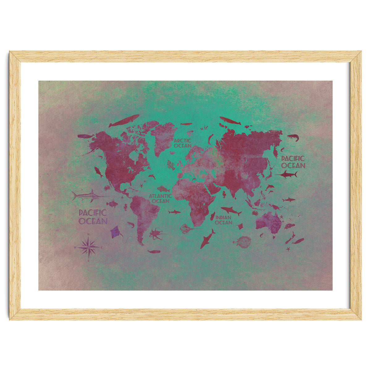 World Map text green